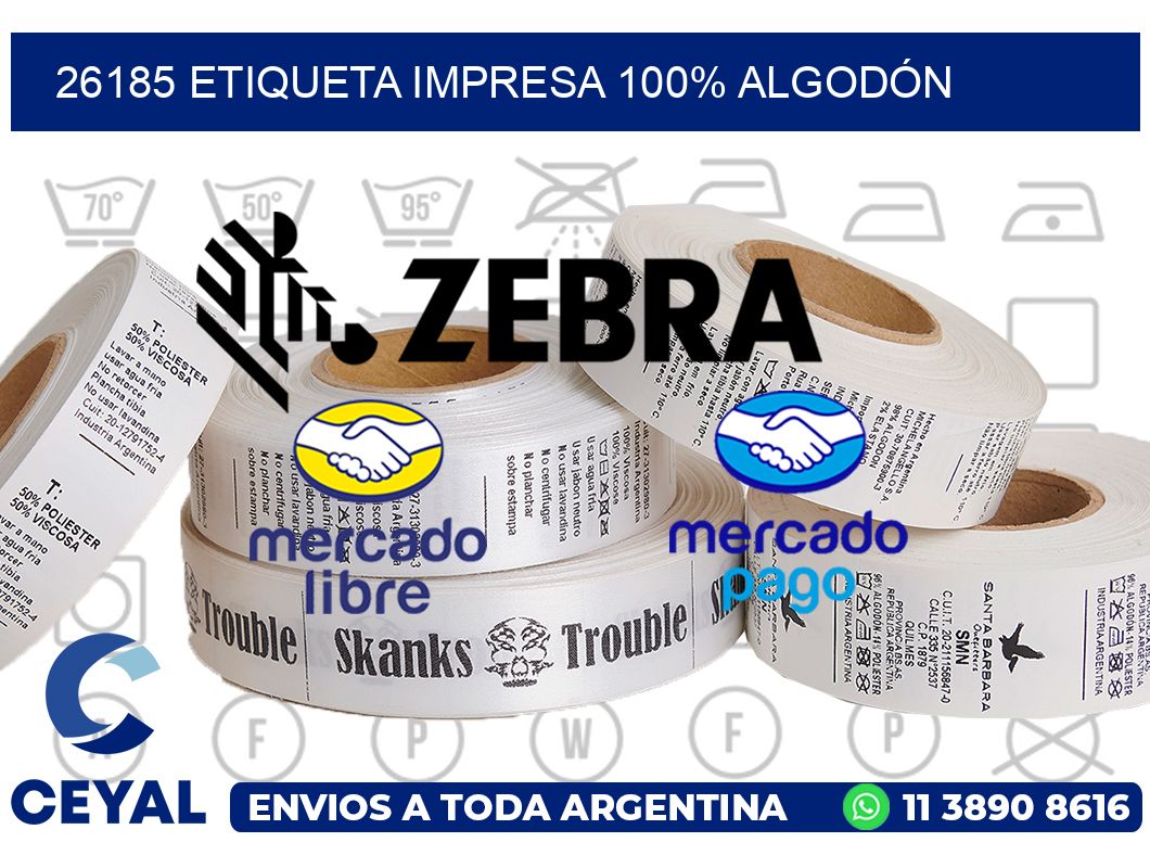 26185 ETIQUETA IMPRESA 100% ALGODÓN