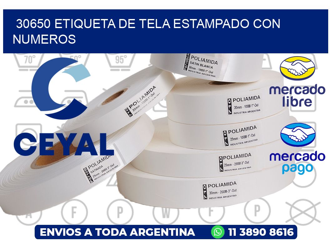 30650 ETIQUETA DE TELA ESTAMPADO CON NUMEROS