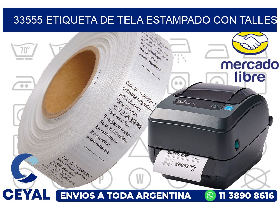 33555 ETIQUETA DE TELA ESTAMPADO CON TALLES