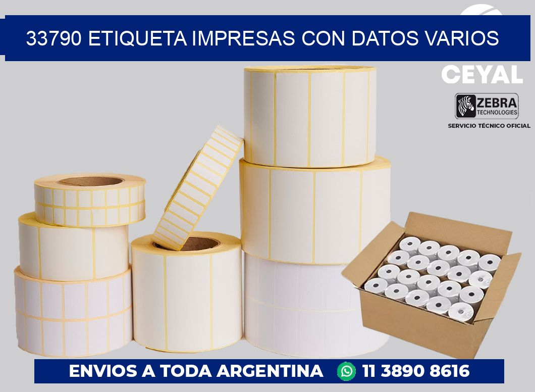 33790 ETIQUETA IMPRESAS CON DATOS VARIOS