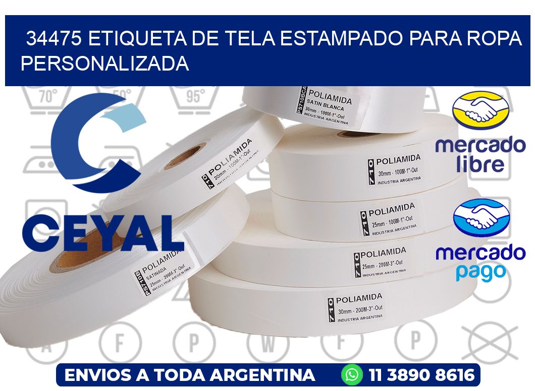 34475 ETIQUETA DE TELA ESTAMPADO PARA ROPA PERSONALIZADA