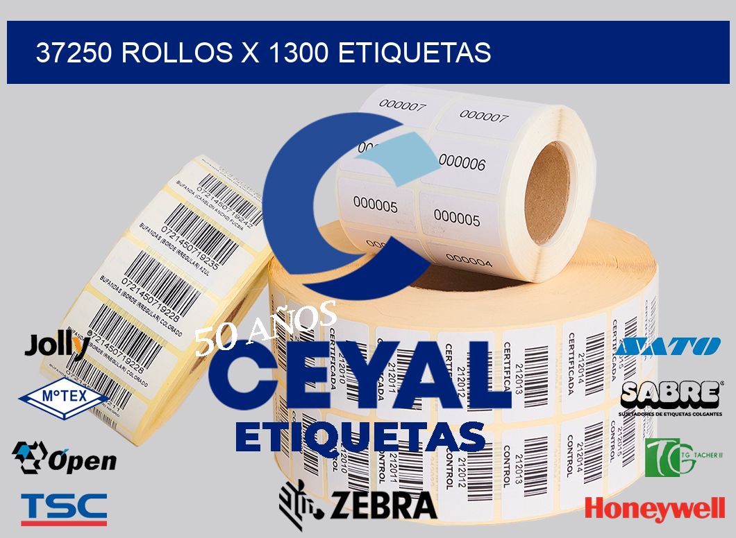 37250 Rollos x 1300 etiquetas