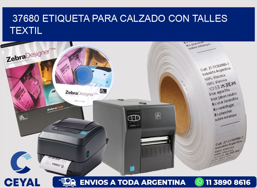 37680 ETIQUETA PARA CALZADO CON TALLES TEXTIL