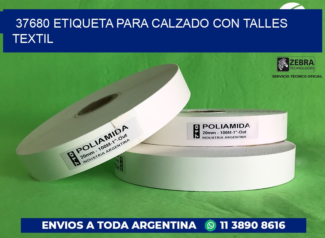 37680 ETIQUETA PARA CALZADO CON TALLES TEXTIL