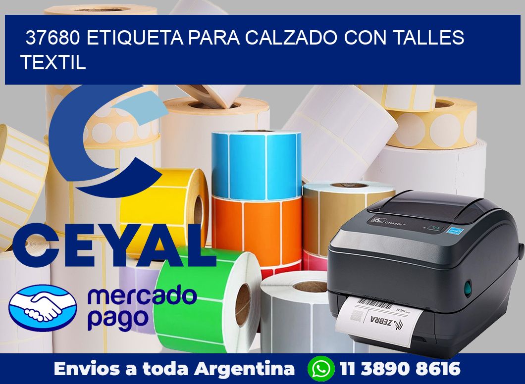 37680 ETIQUETA PARA CALZADO CON TALLES TEXTIL