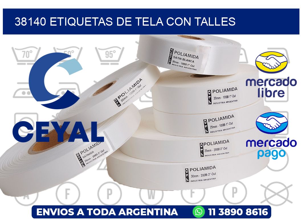 38140 ETIQUETAS DE TELA CON TALLES