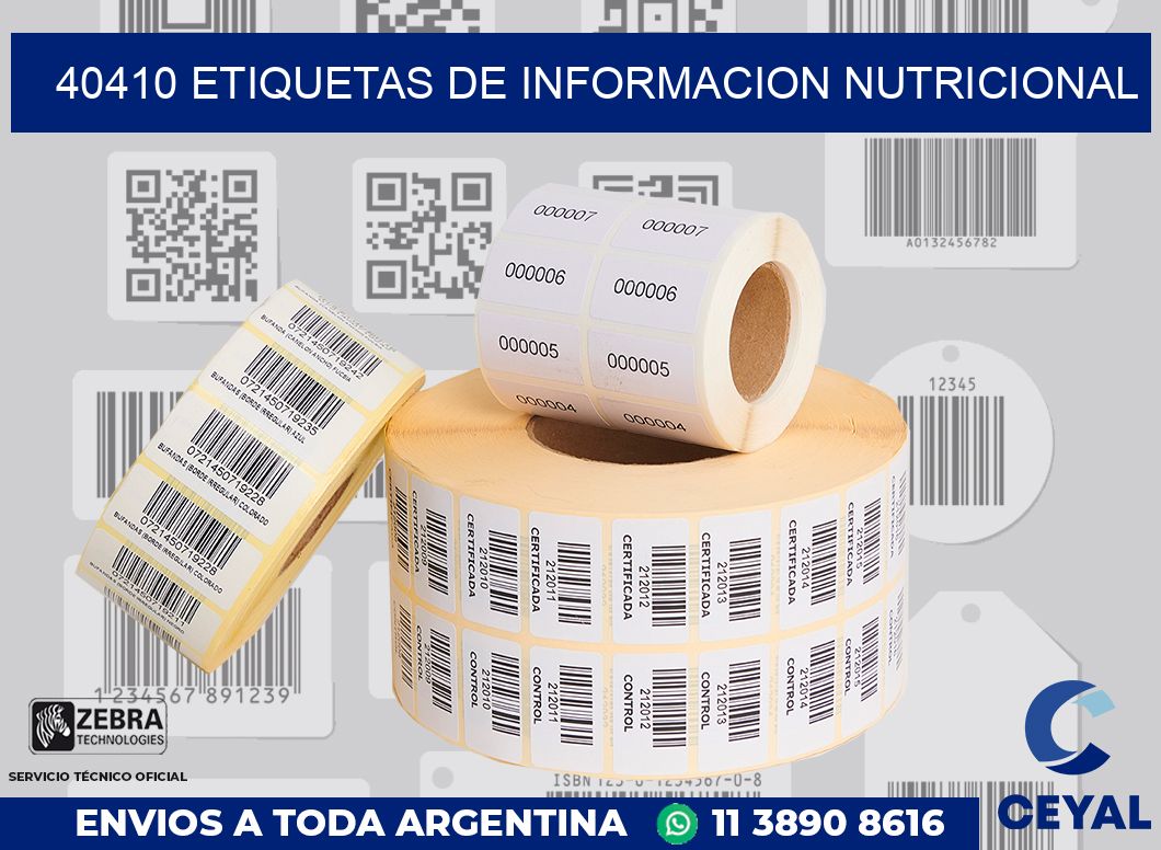 40410 ETIQUETAS DE INFORMACION NUTRICIONAL