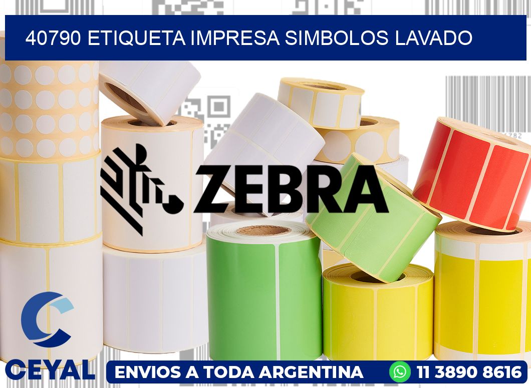 40790 ETIQUETA IMPRESA SIMBOLOS LAVADO