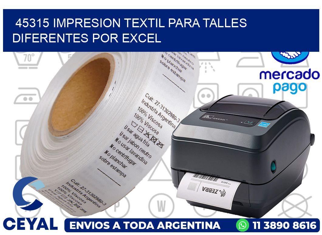 45315 IMPRESION TEXTIL PARA TALLES DIFERENTES POR EXCEL