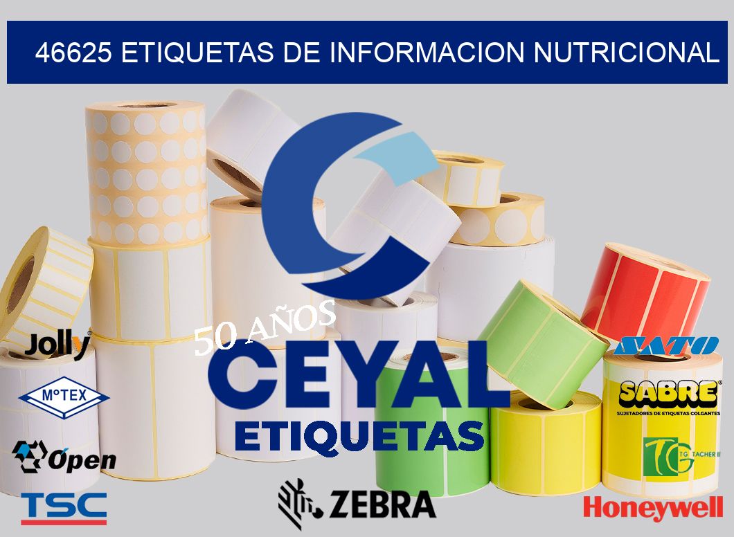 46625 ETIQUETAS DE INFORMACION NUTRICIONAL