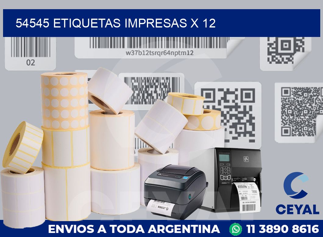 54545 Etiquetas impresas x 12