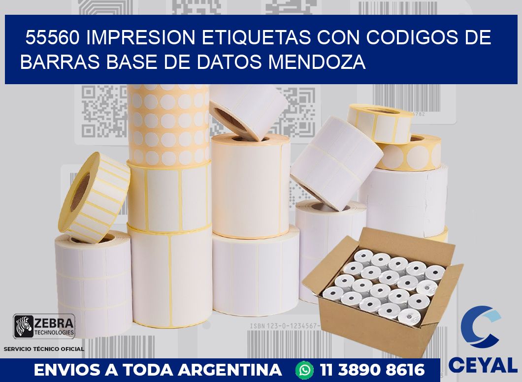 55560 IMPRESION ETIQUETAS CON CODIGOS DE BARRAS BASE DE DATOS MENDOZA