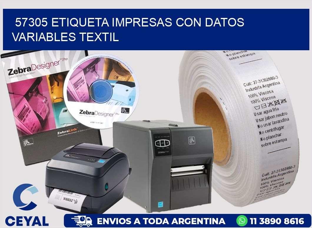 57305 ETIQUETA IMPRESAS CON DATOS VARIABLES TEXTIL