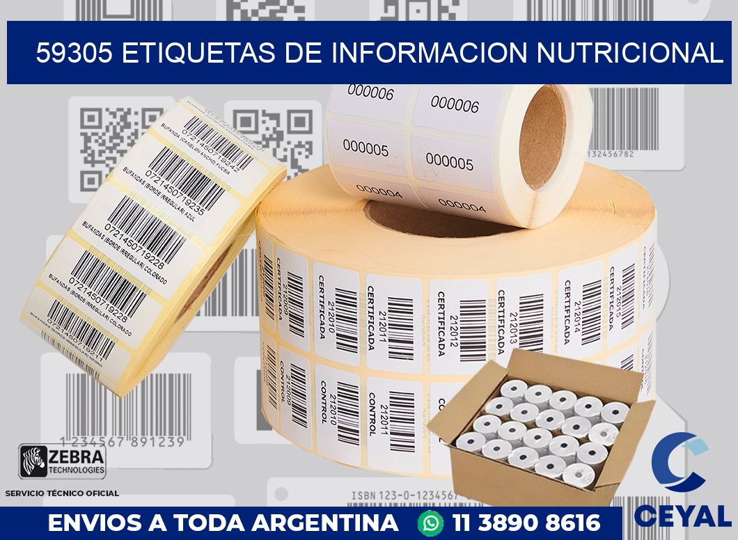 59305 ETIQUETAS DE INFORMACION NUTRICIONAL