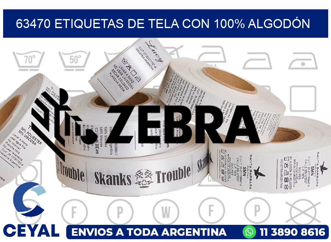 63470 ETIQUETAS DE TELA CON 100% ALGODÓN