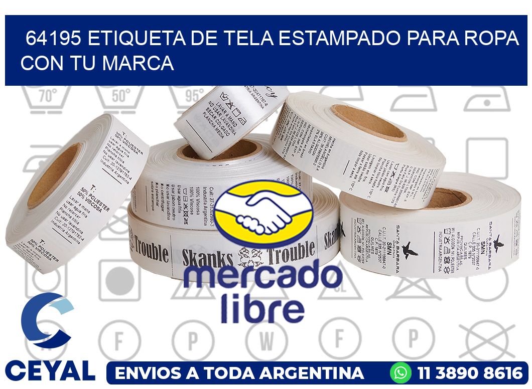 64195 ETIQUETA DE TELA ESTAMPADO PARA ROPA CON TU MARCA