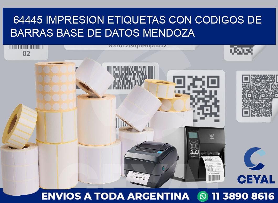 64445 IMPRESION ETIQUETAS CON CODIGOS DE BARRAS BASE DE DATOS MENDOZA