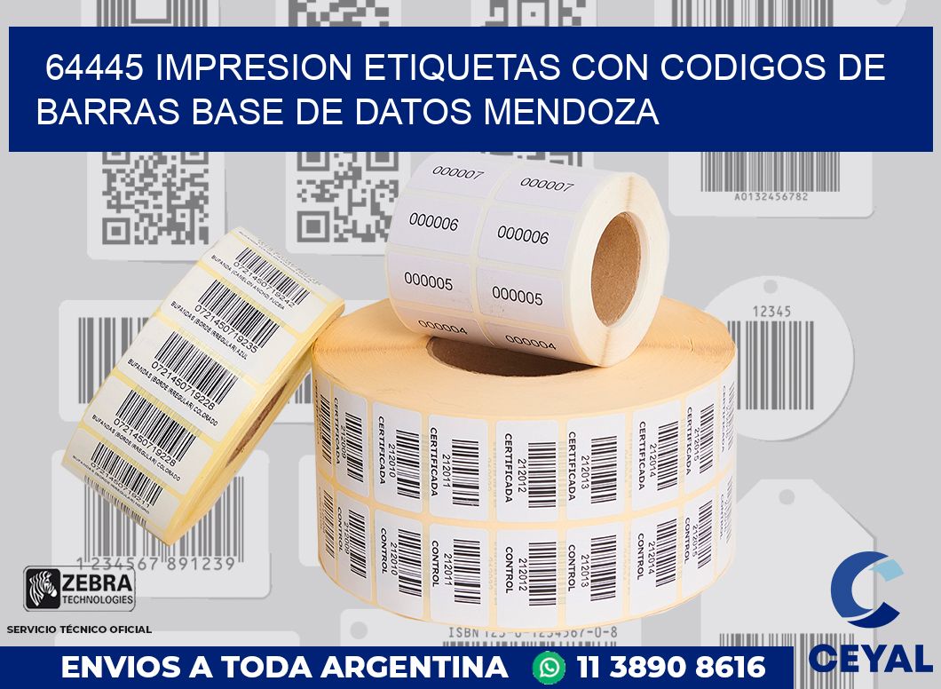 64445 IMPRESION ETIQUETAS CON CODIGOS DE BARRAS BASE DE DATOS MENDOZA