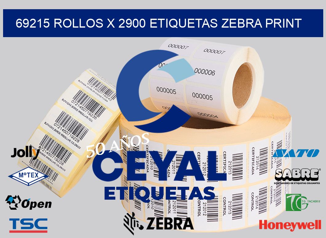 69215 Rollos x 2900 etiquetas zebra print