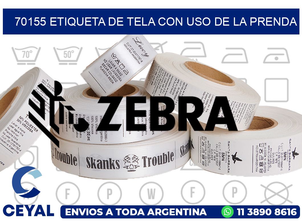 70155 ETIQUETA DE TELA CON USO DE LA PRENDA