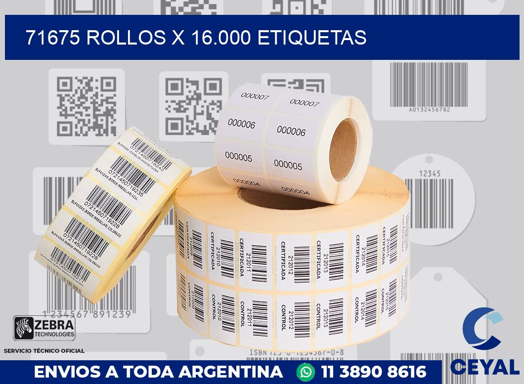 71675 Rollos x 16.000 etiquetas