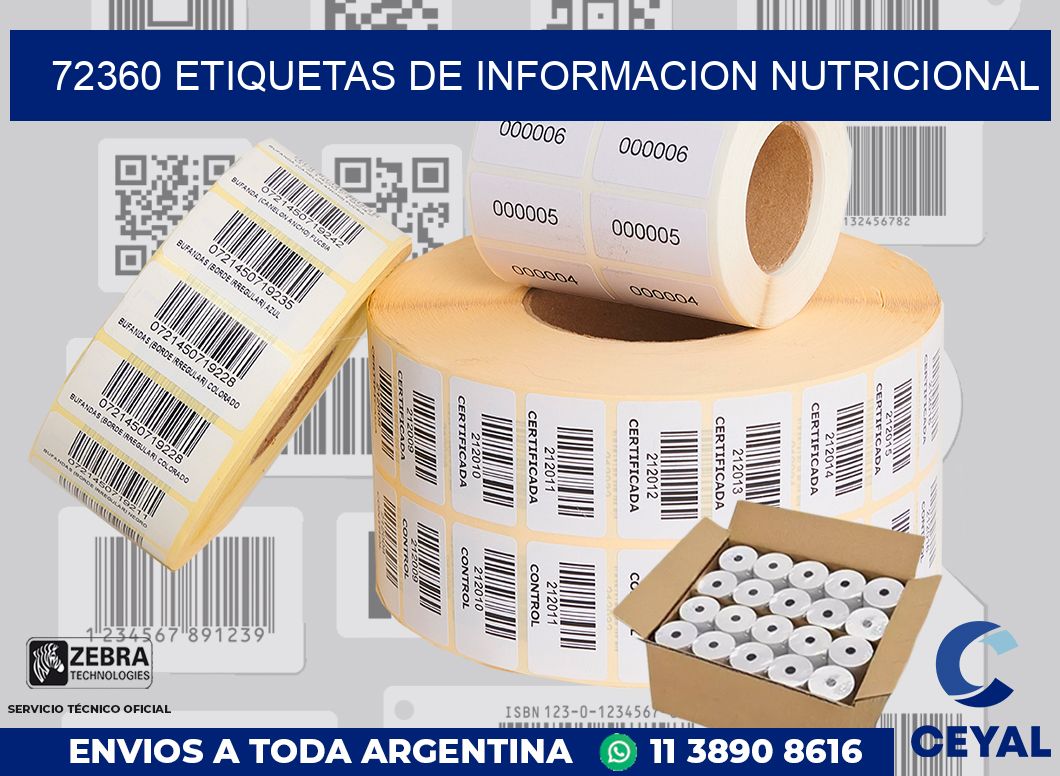 72360 ETIQUETAS DE INFORMACION NUTRICIONAL