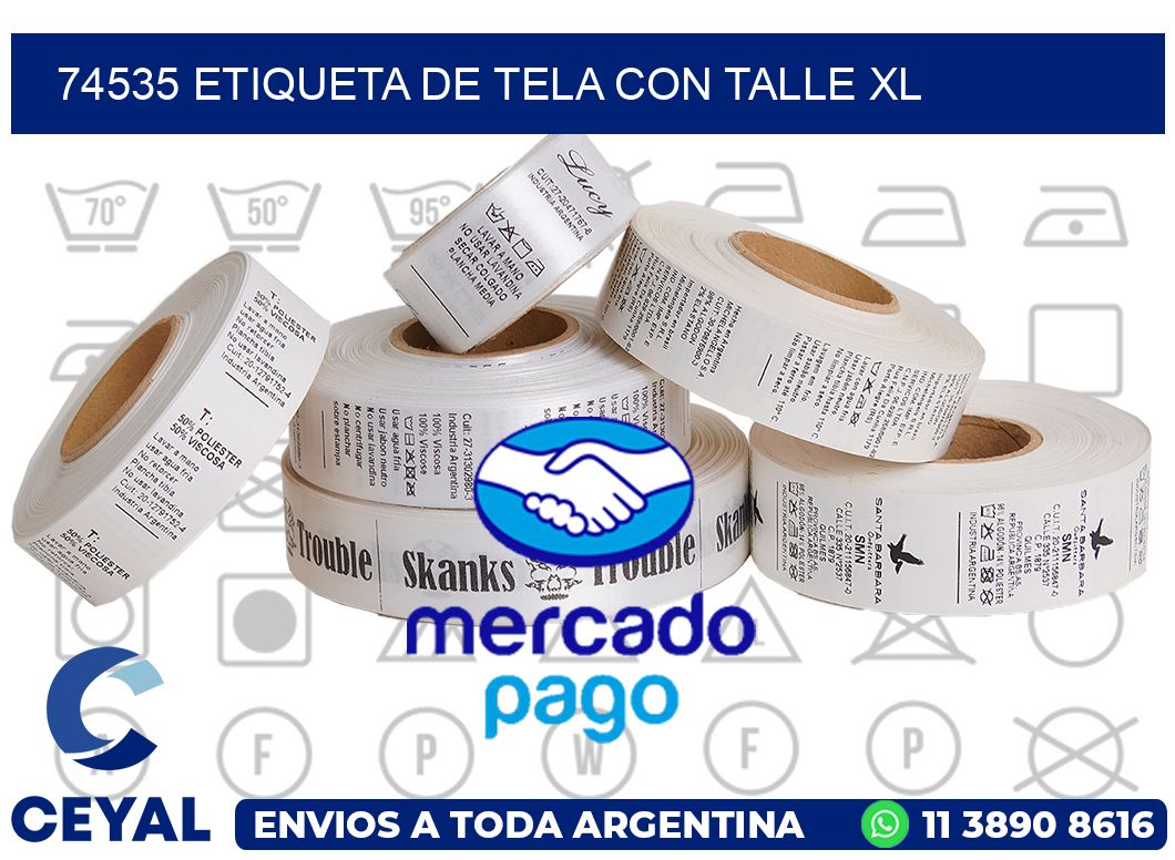 74535 ETIQUETA DE TELA CON TALLE XL