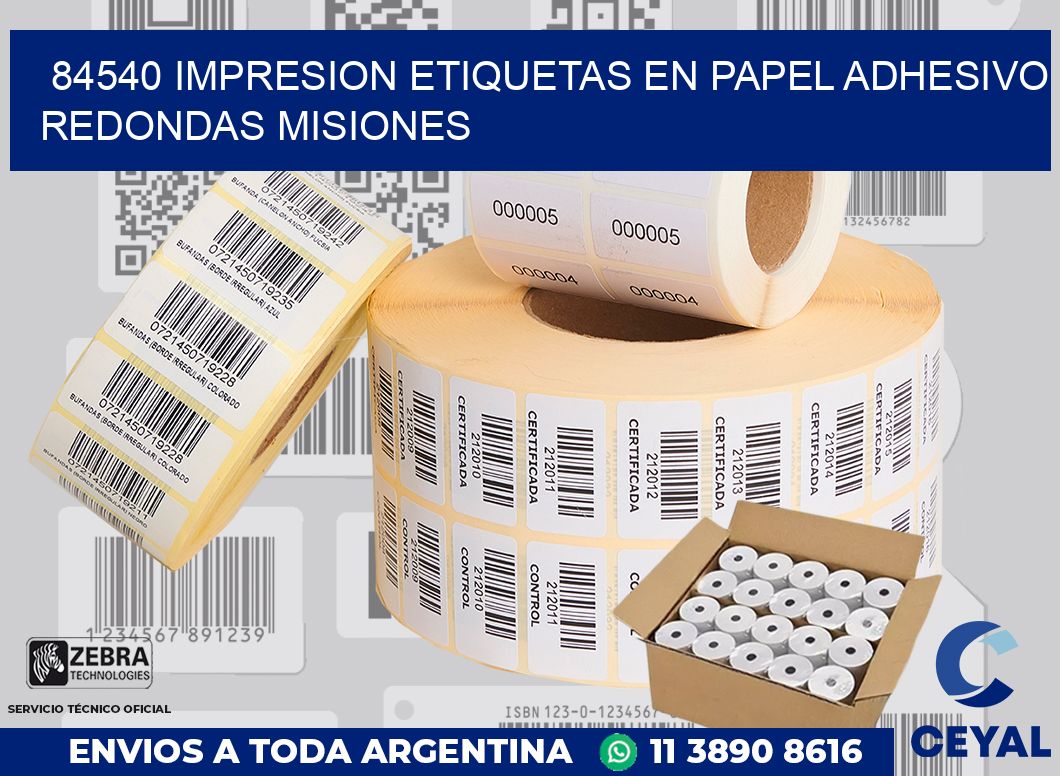 84540 IMPRESION ETIQUETAS EN PAPEL ADHESIVO REDONDAS MISIONES