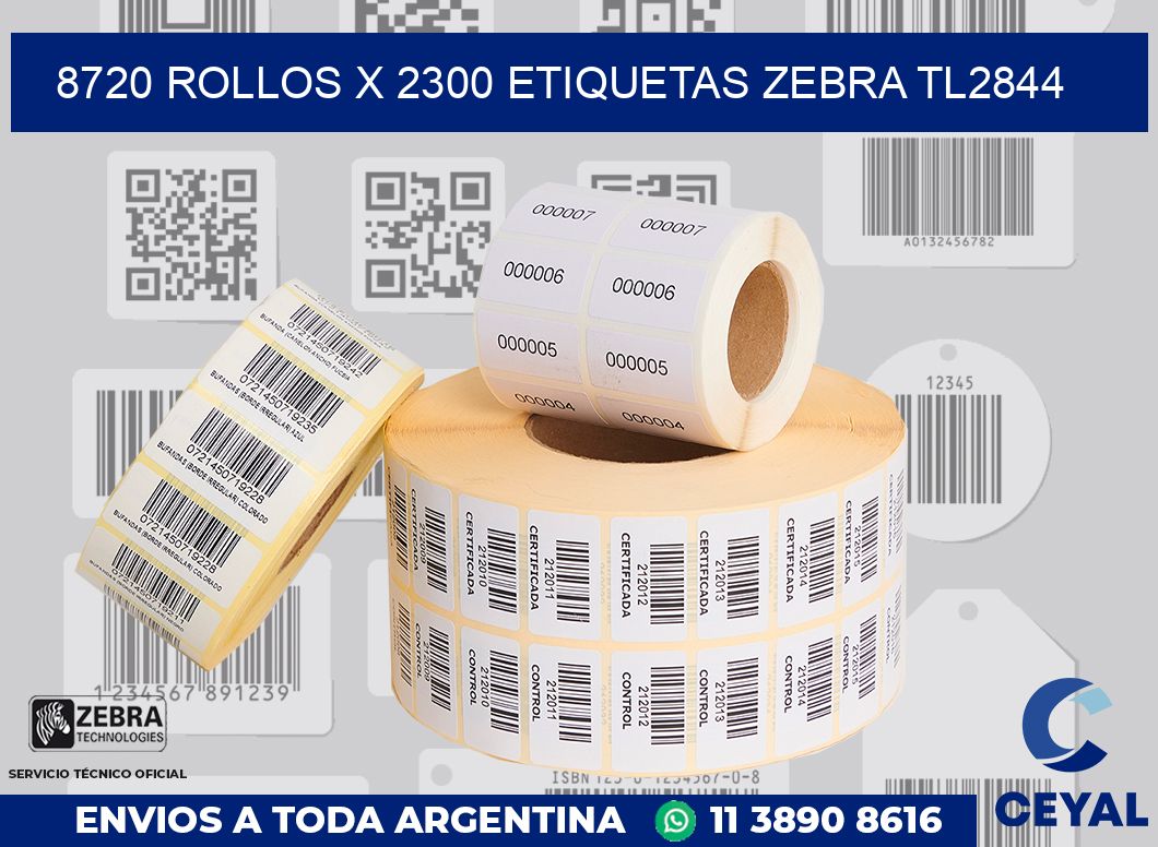 8720 Rollos x 2300 etiquetas zebra tl2844