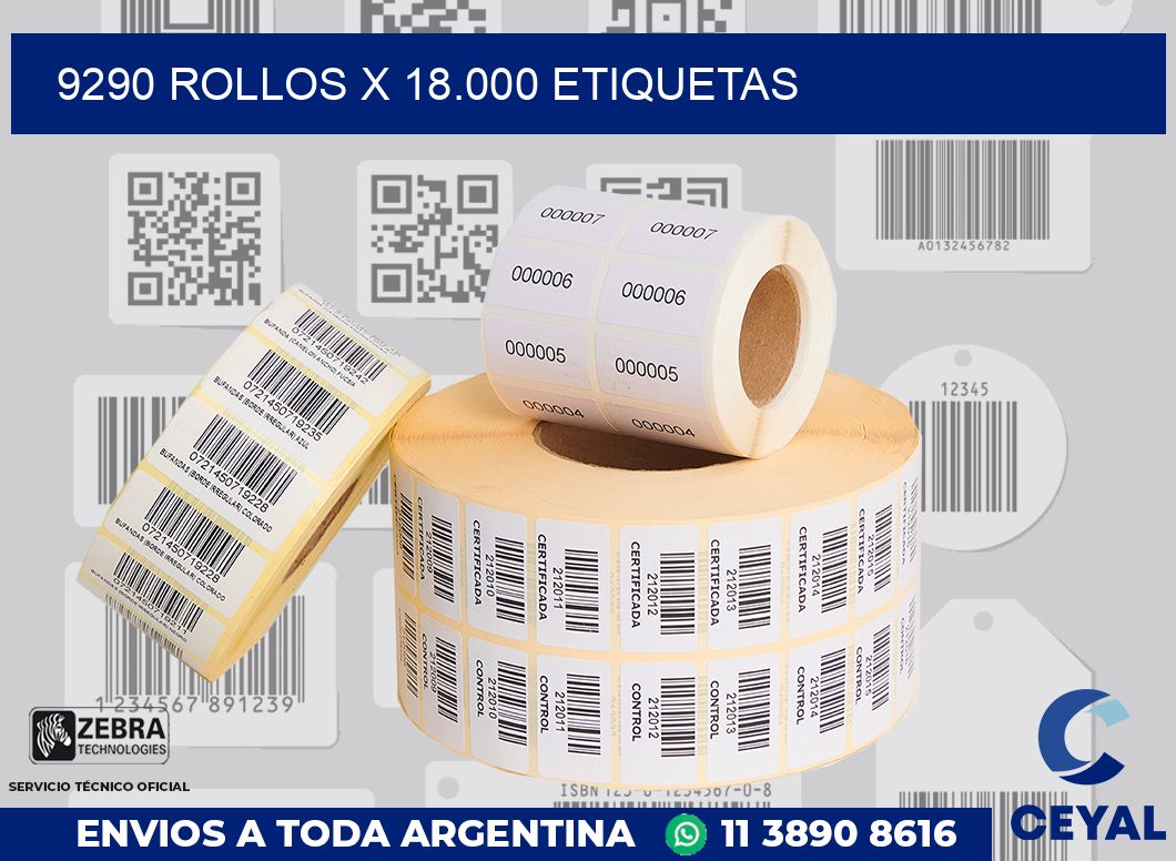 9290 Rollos x 18.000 etiquetas