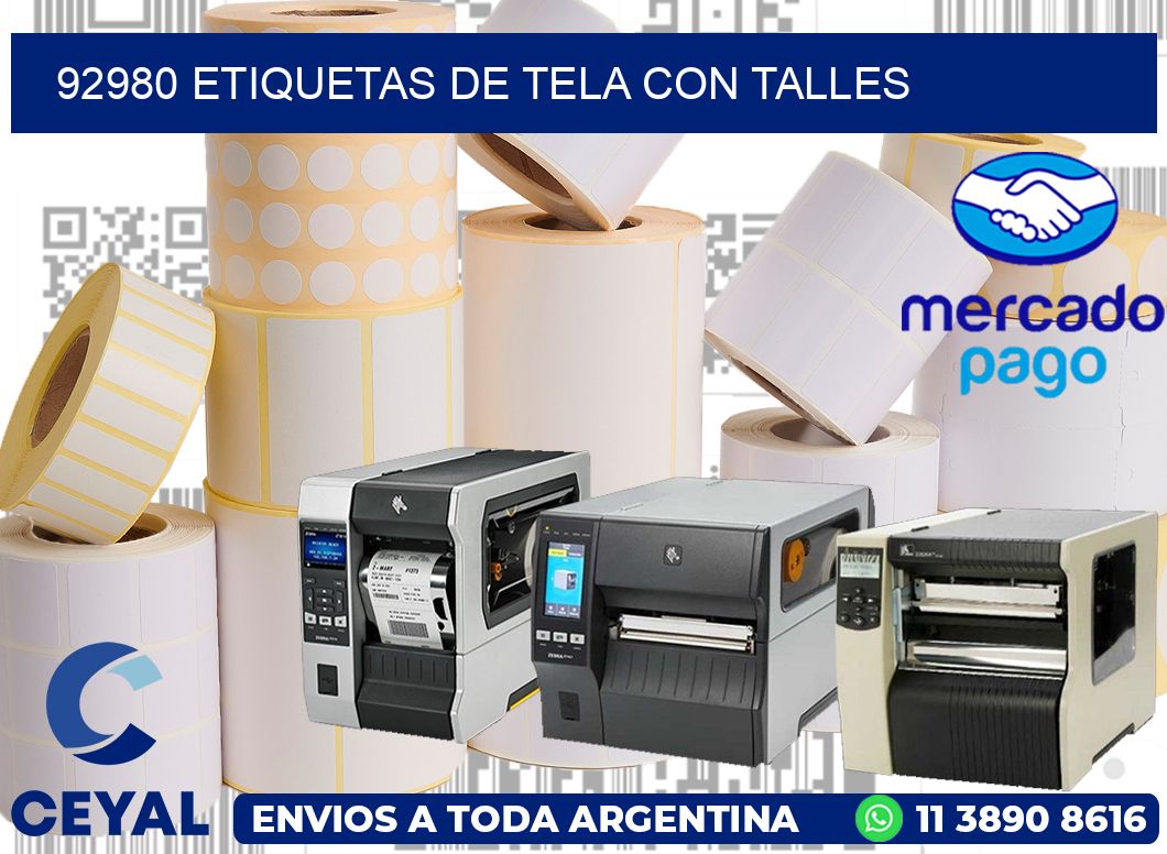 92980 ETIQUETAS DE TELA CON TALLES