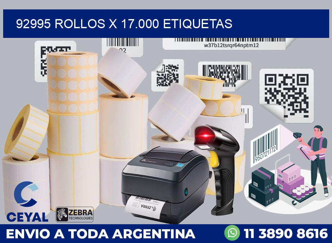 92995 Rollos x 17.000 etiquetas