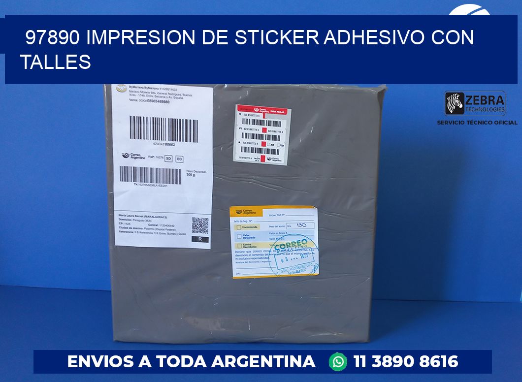 97890 IMPRESION DE STICKER ADHESIVO CON TALLES