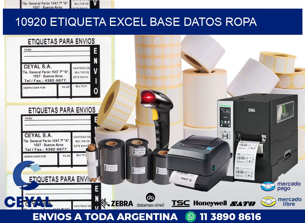 10920 etiqueta excel base datos ropa