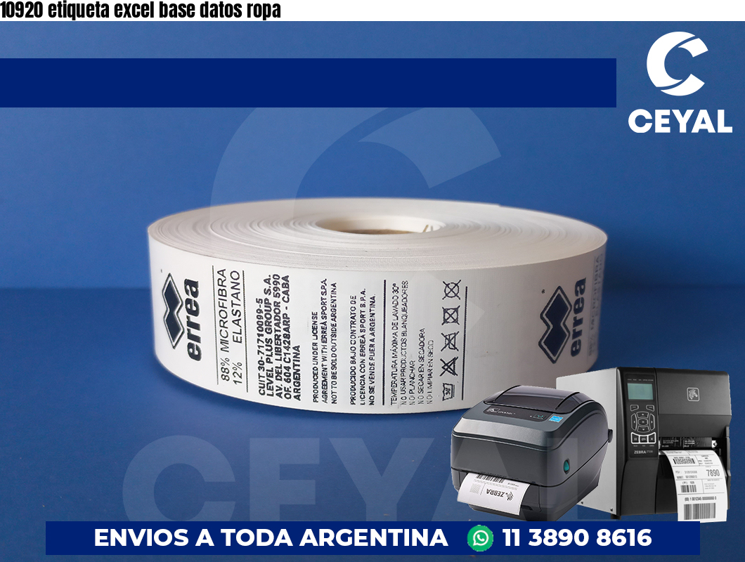 10920 etiqueta excel base datos ropa