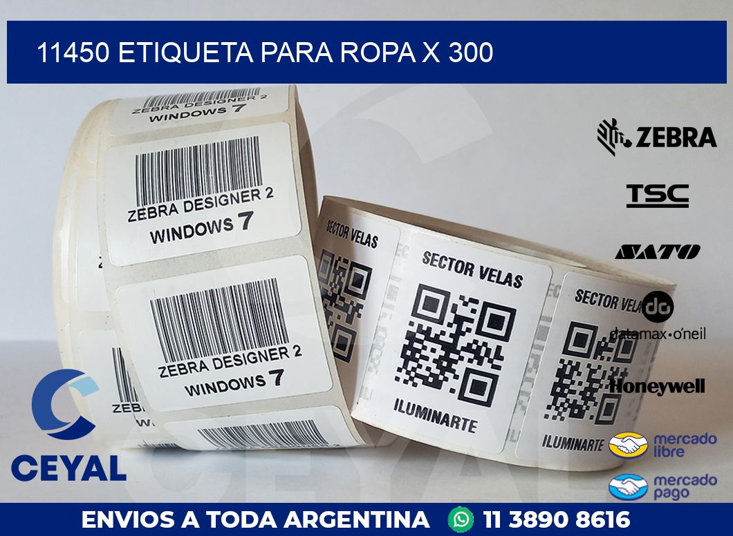 11450 ETIQUETA PARA ROPA X 300