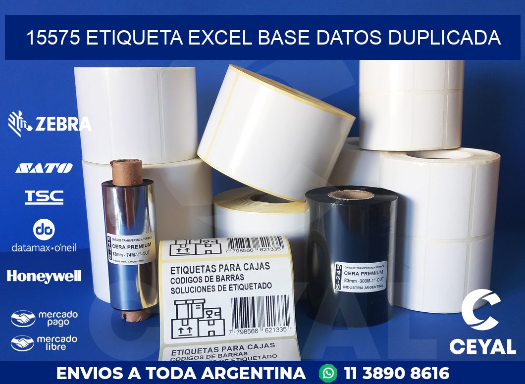 15575 etiqueta excel base datos duplicada