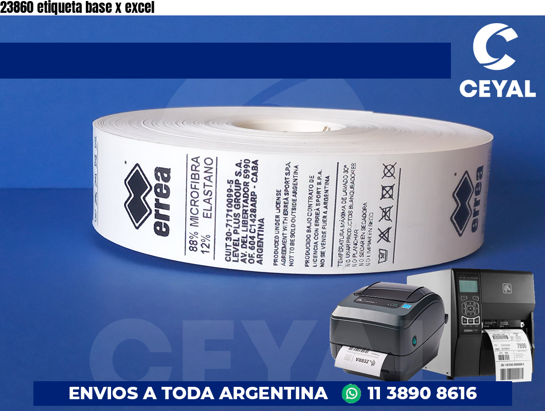 23860 etiqueta base x excel