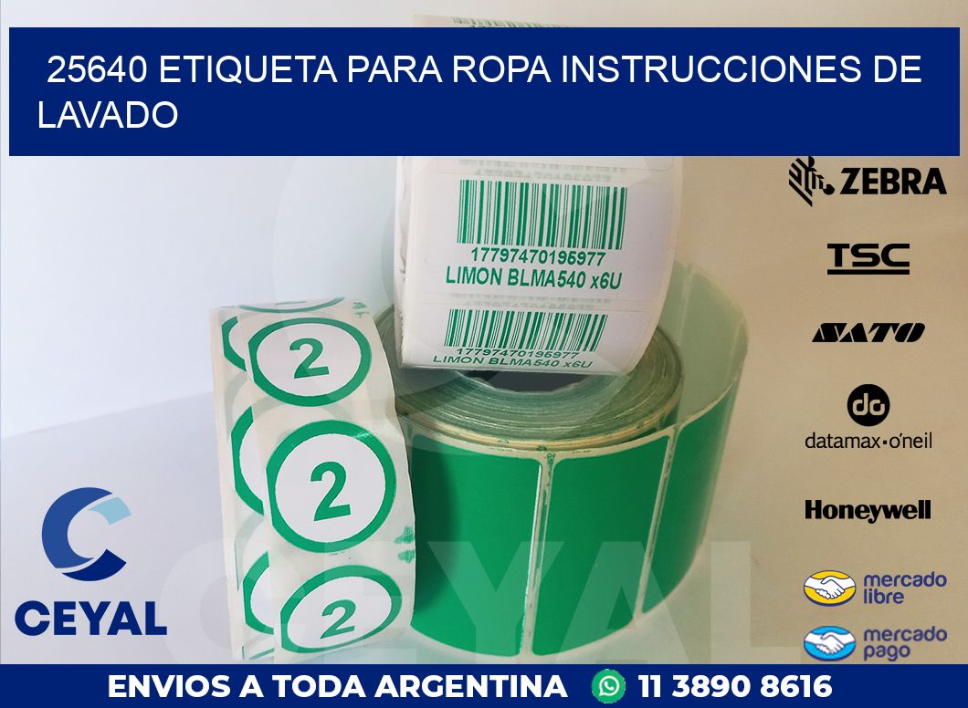 25640 ETIQUETA PARA ROPA INSTRUCCIONES DE LAVADO