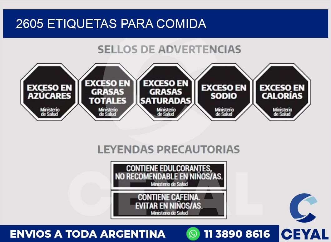 2605 ETIQUETAS PARA COMIDA