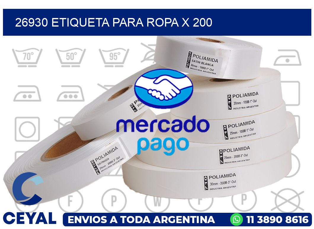 26930 ETIQUETA PARA ROPA X 200