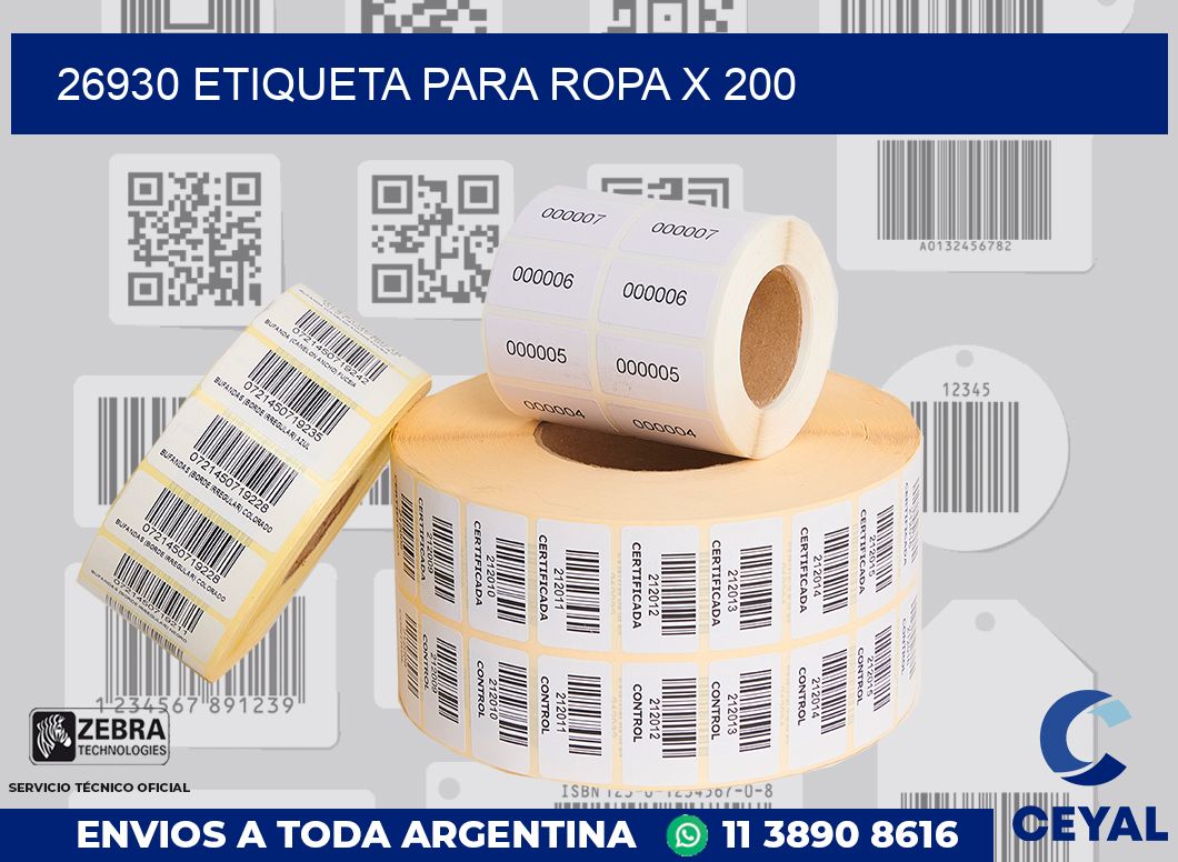 26930 ETIQUETA PARA ROPA X 200