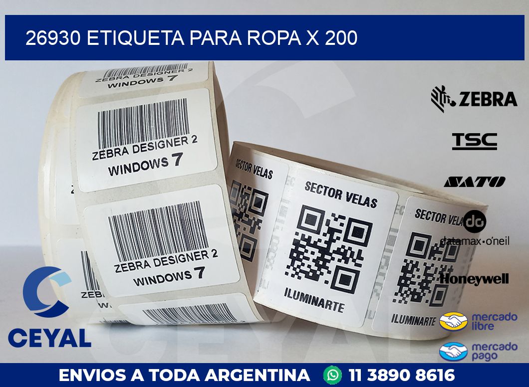 26930 ETIQUETA PARA ROPA X 200