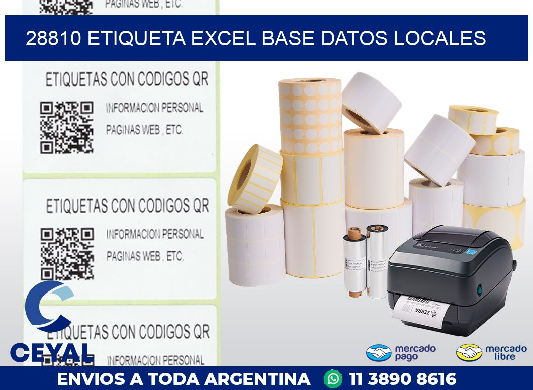28810 etiqueta excel base datos locales