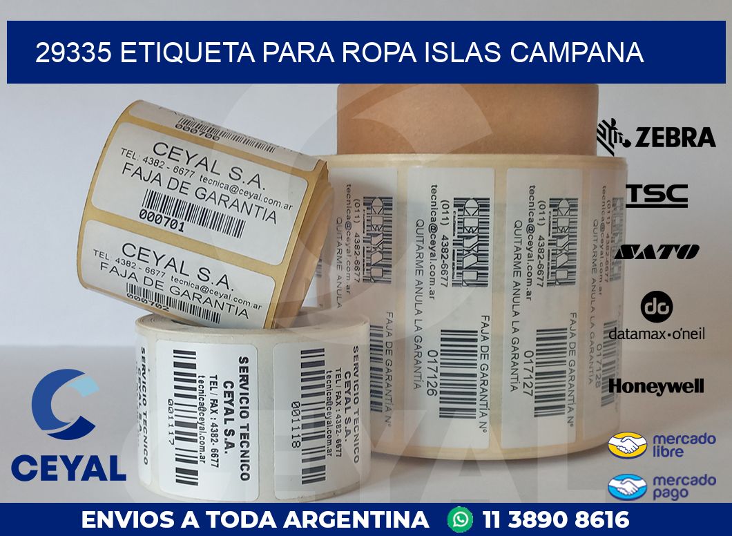 29335 ETIQUETA PARA ROPA ISLAS CAMPANA