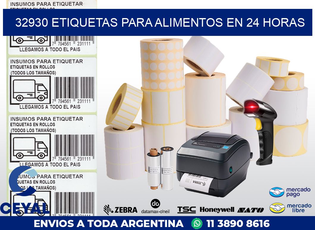 32930 ETIQUETAS PARA ALIMENTOS EN 24 HORAS
