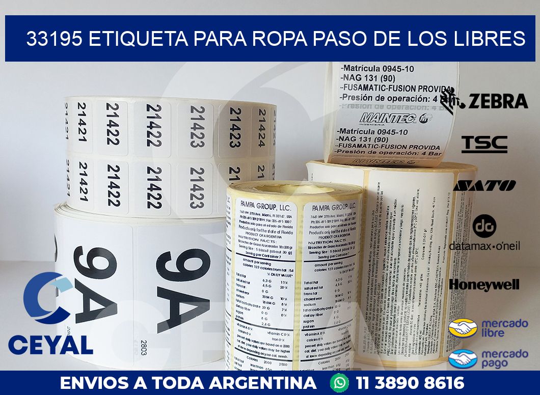 33195 ETIQUETA PARA ROPA PASO DE LOS LIBRES