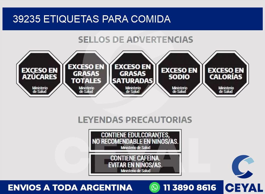 39235 ETIQUETAS PARA COMIDA