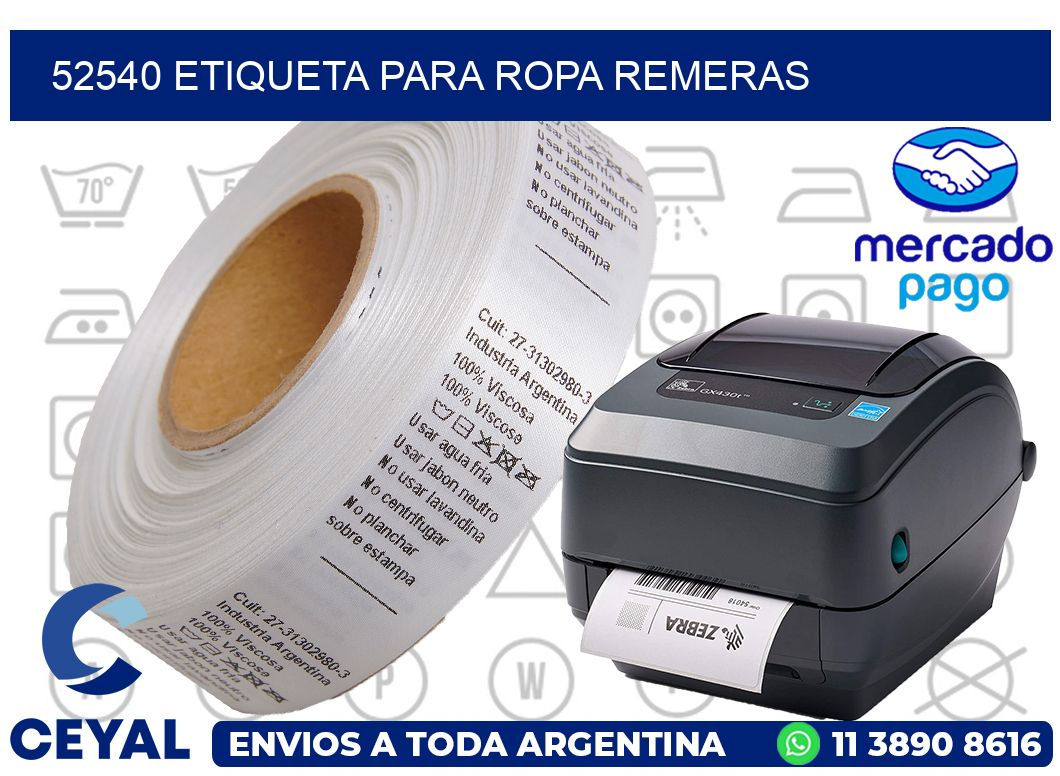 52540 ETIQUETA PARA ROPA REMERAS