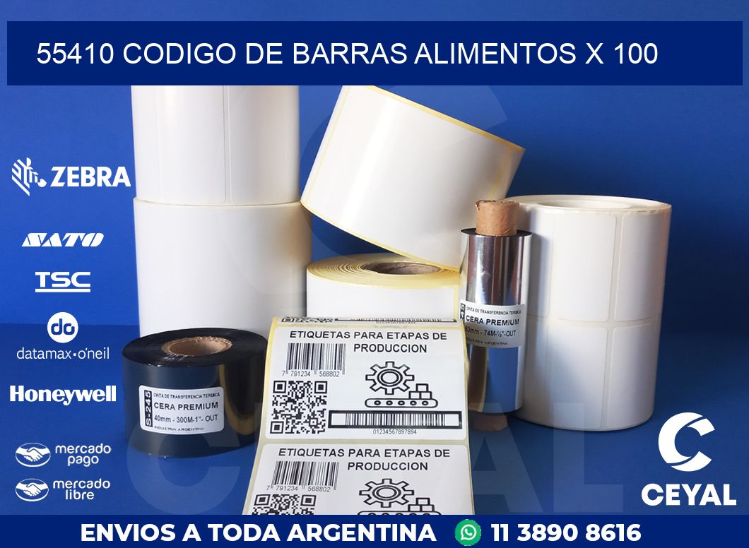 55410 CODIGO DE BARRAS ALIMENTOS x 100